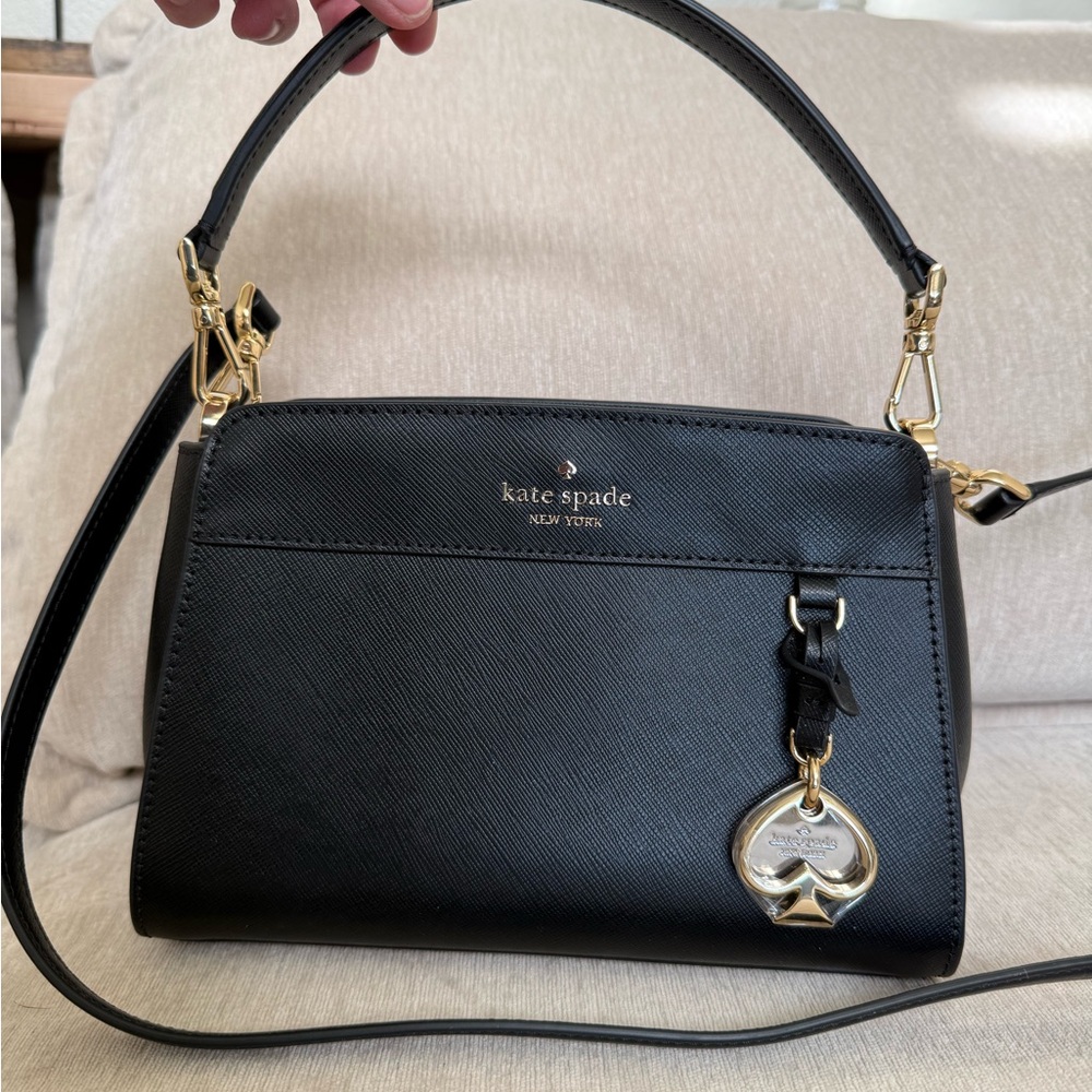 Kate Spade Top Handle Madison Satchel Black Leather Crossbody Bag MWOT